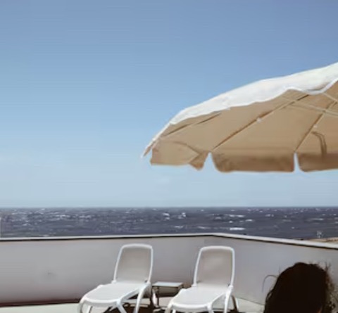 The villa’s rooftop terrace overlooking the Atlantic Ocean